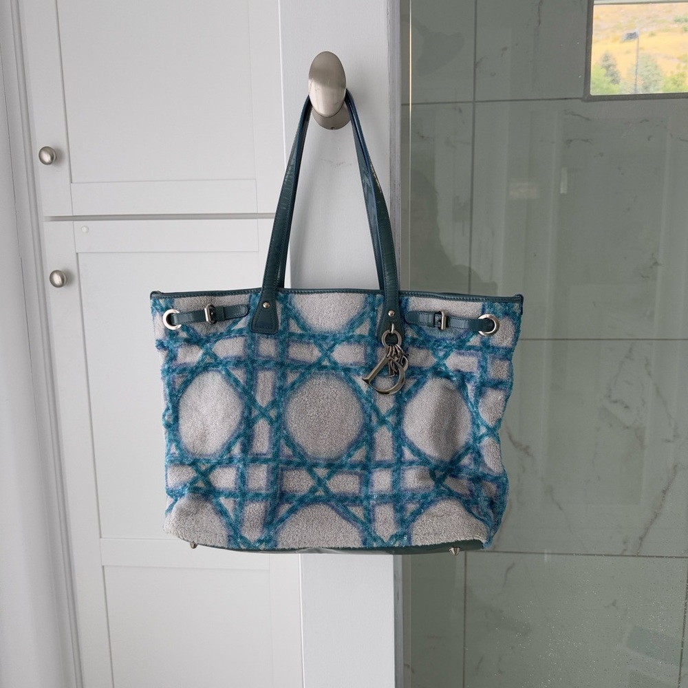 Dior cannage blue and gray tote